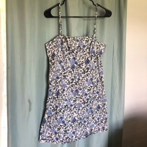 Blue and black floral mini dress
